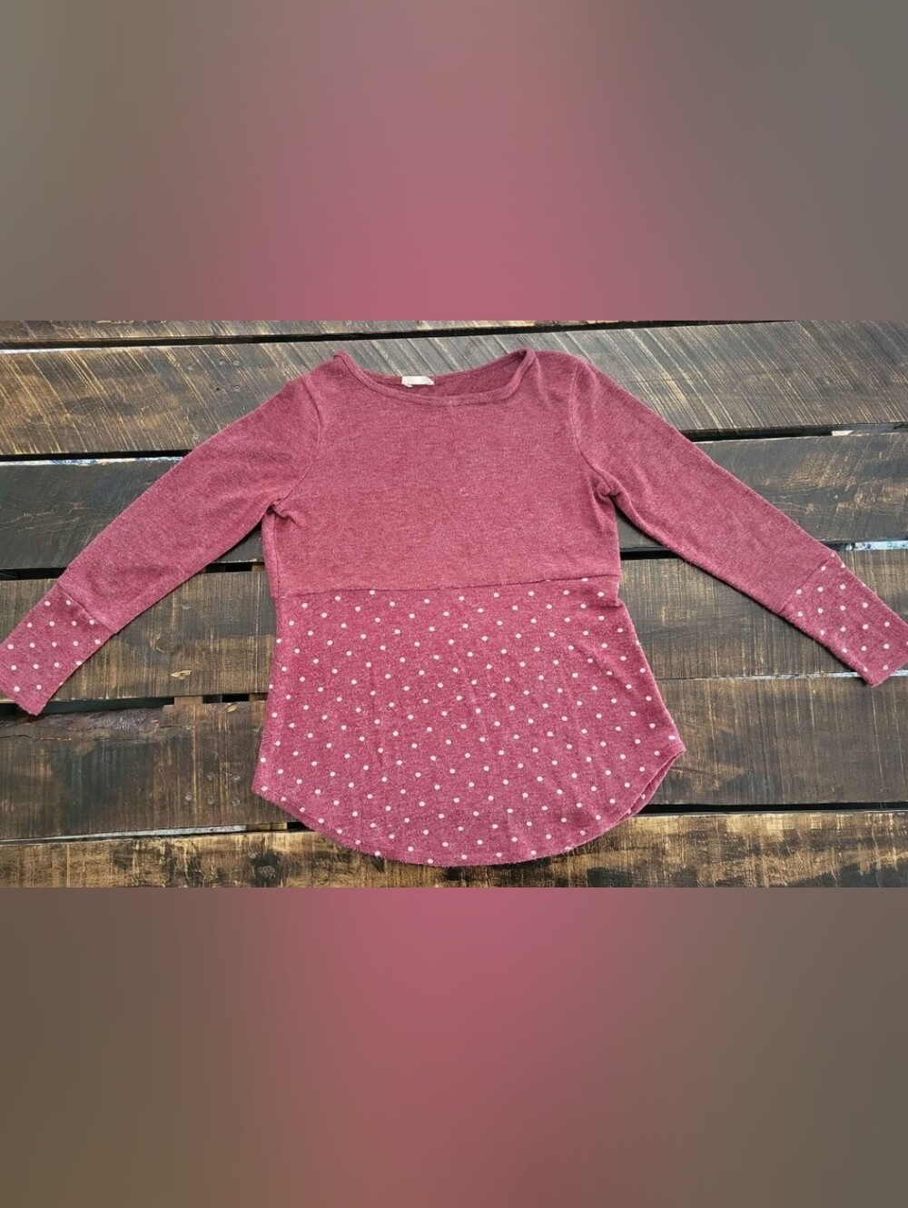 Women’s Maroon Polka Dot Knit Top Size Medium